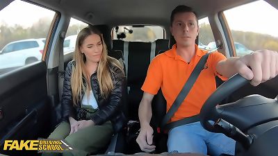 FakeDrivingSchool Backseat plow for Eveline Dellai After Breakdown