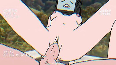 TV girl and camera guy romp cartoon